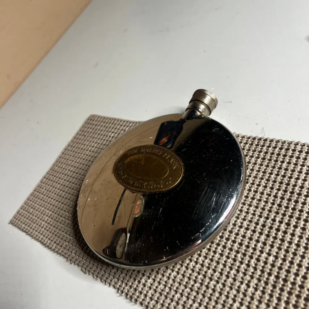 Grants of Dalvey Scotland Round Hip Flask with Collapsible Cup Stainless Brass